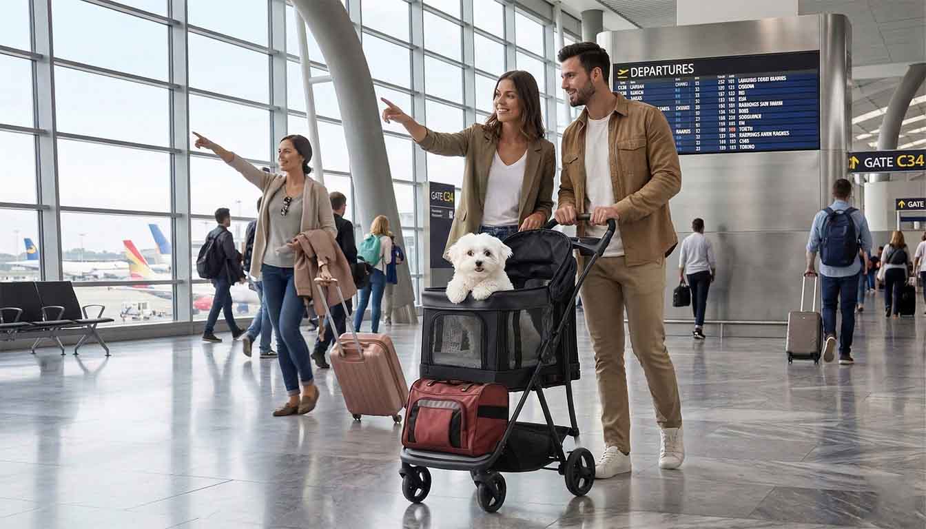 Lifestyle shot of pet travel system in use
