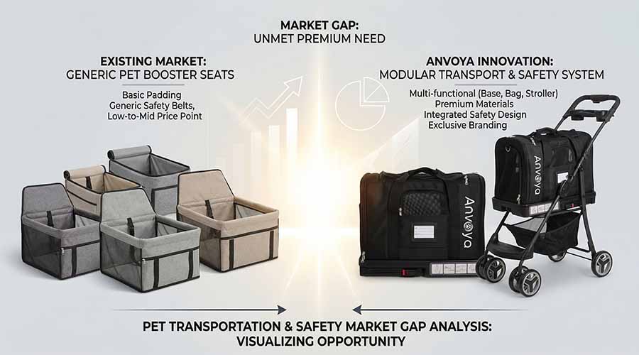 Premium pet car seat white space market gap between cheap and luxury tiers 2025