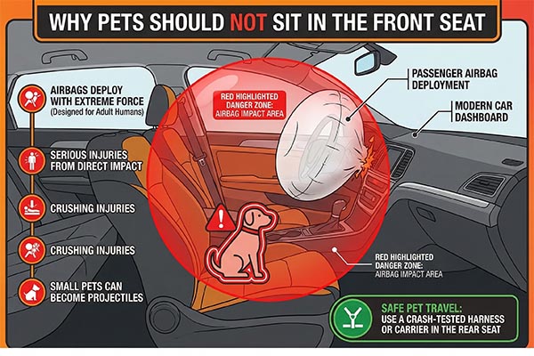 airbag danger zone for pets in front seat