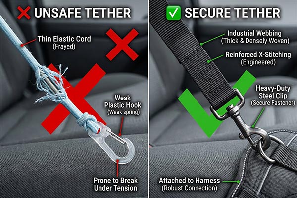 anvoya engineered shock-absorbing pet seat tether webbing