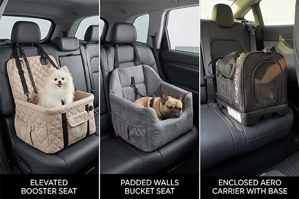 different types of dog car seats booster bucket and isofix carrier