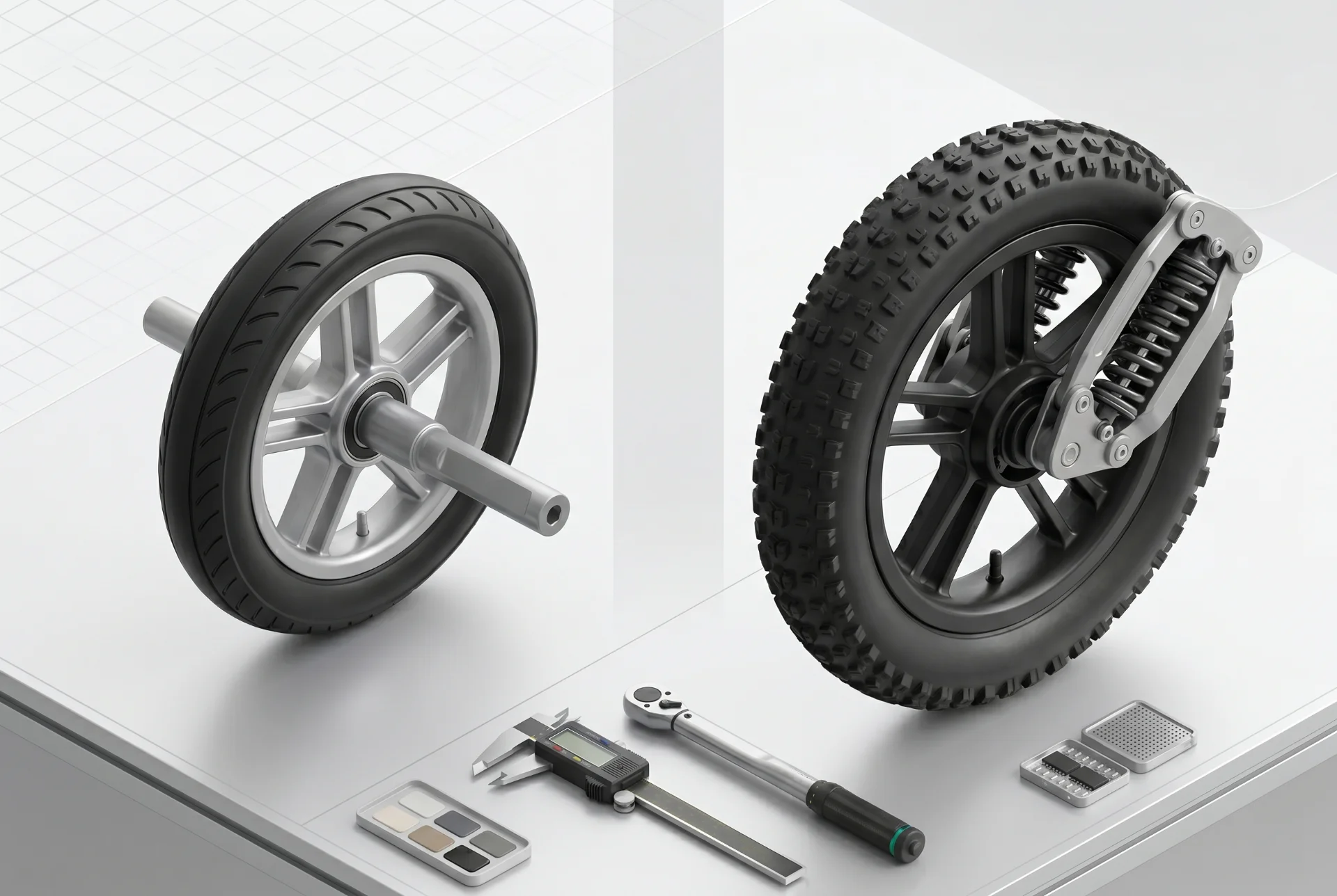 Comparison between compact urban pet stroller wheels and Nordic all-terrain wheels