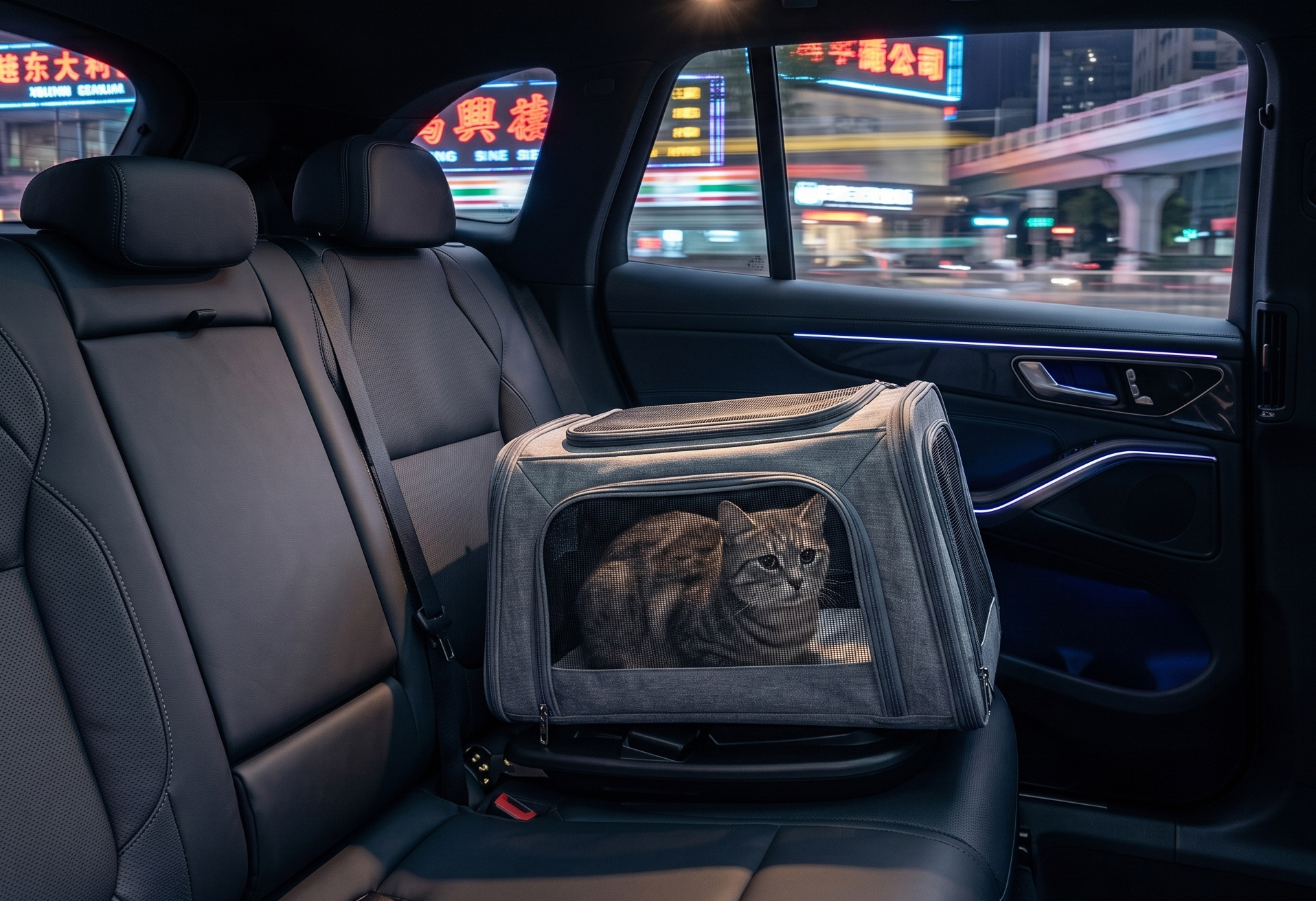 where to put a cat carrier in a car safely