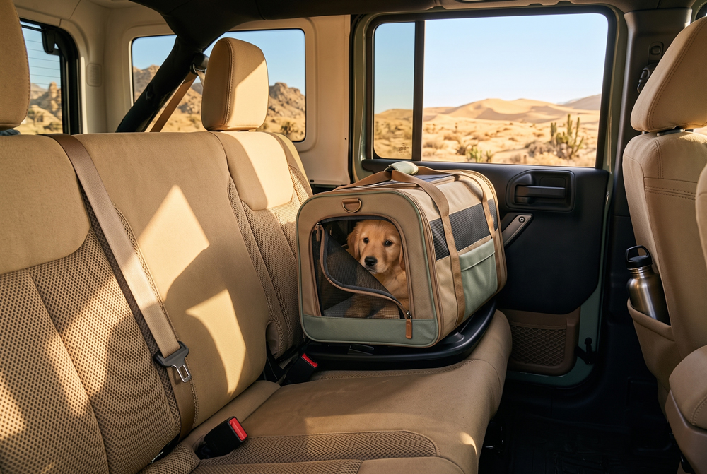 secure dog car seat with pet harness and vehicle attachment