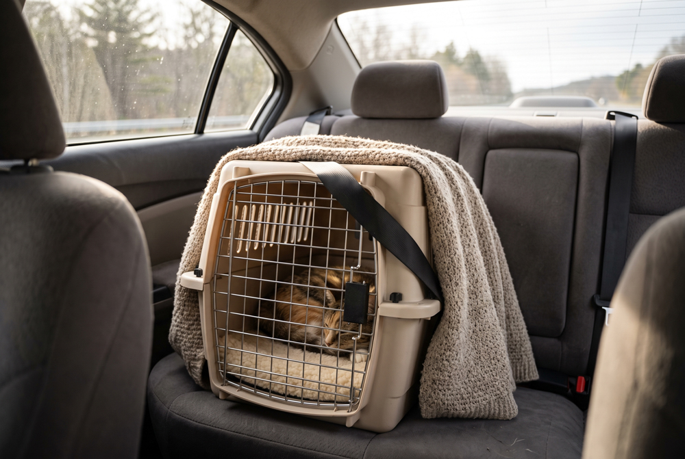 hard cat carriers for car travel with secure vehicle connection
