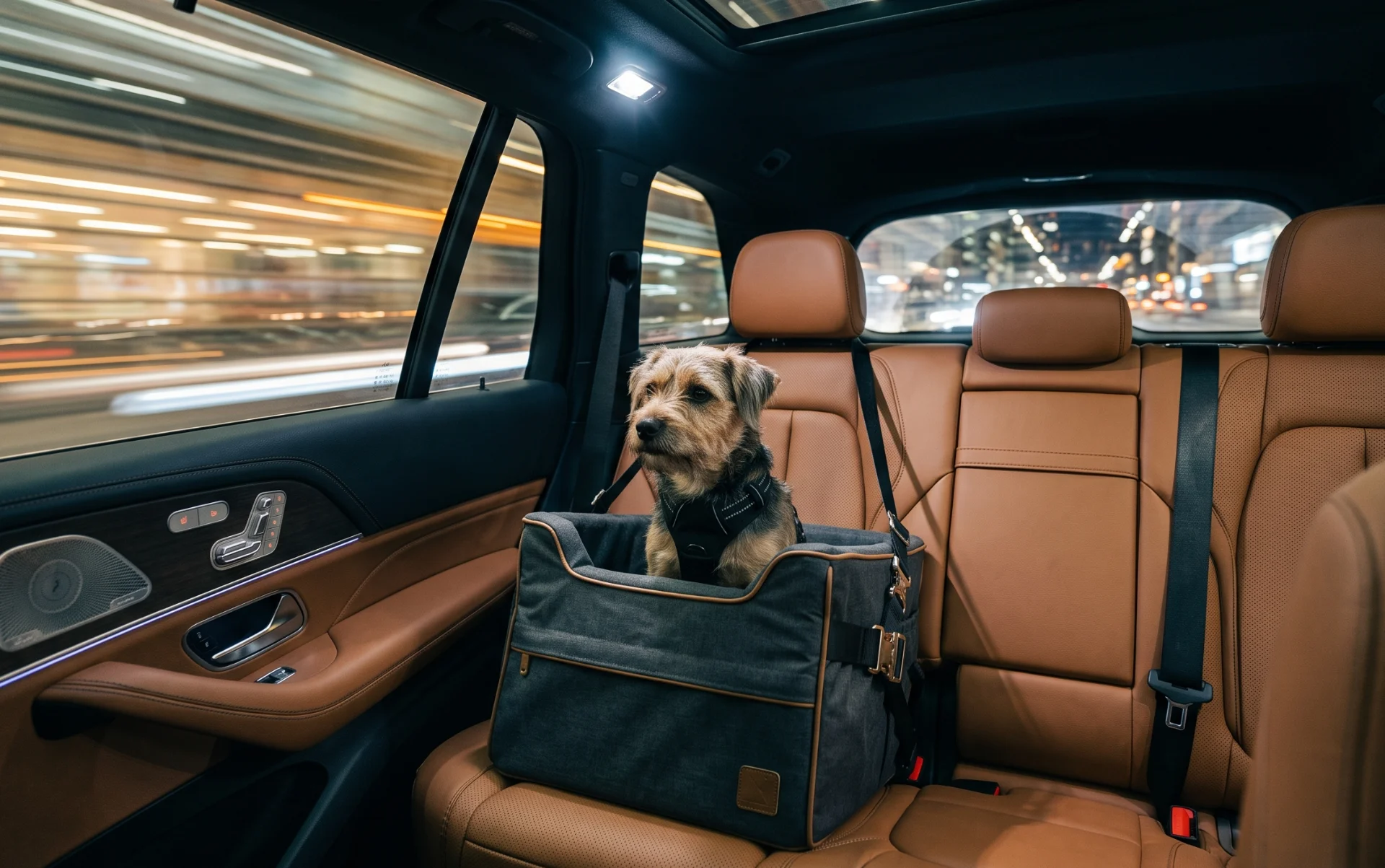 secure a dog in a car to protect driver and passengers