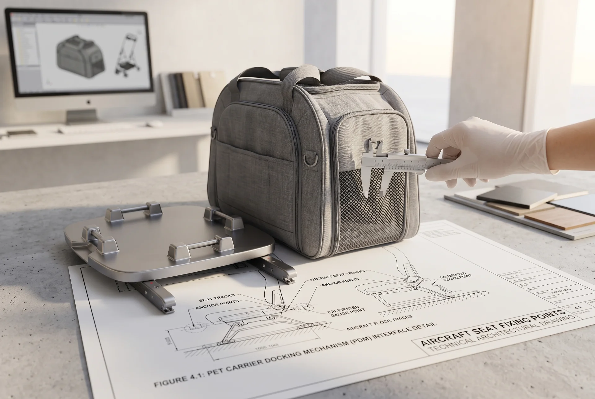 pet carrier used as dog car seat with vehicle anchoring concept
